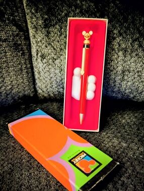 Disney Red and Gold Mickey Mouse Ballpoint Pen with Colorful Box